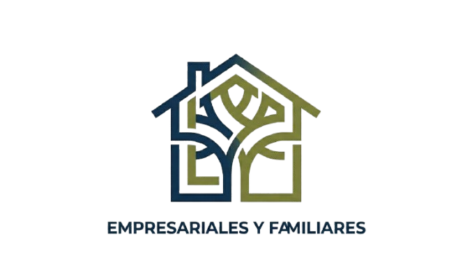 Logo de la organización "Empresariales y Familiares", que combina elementos de una casa y un árbol, simbolizando el crecimiento y la conexión familiar en el ámbito empresarial.